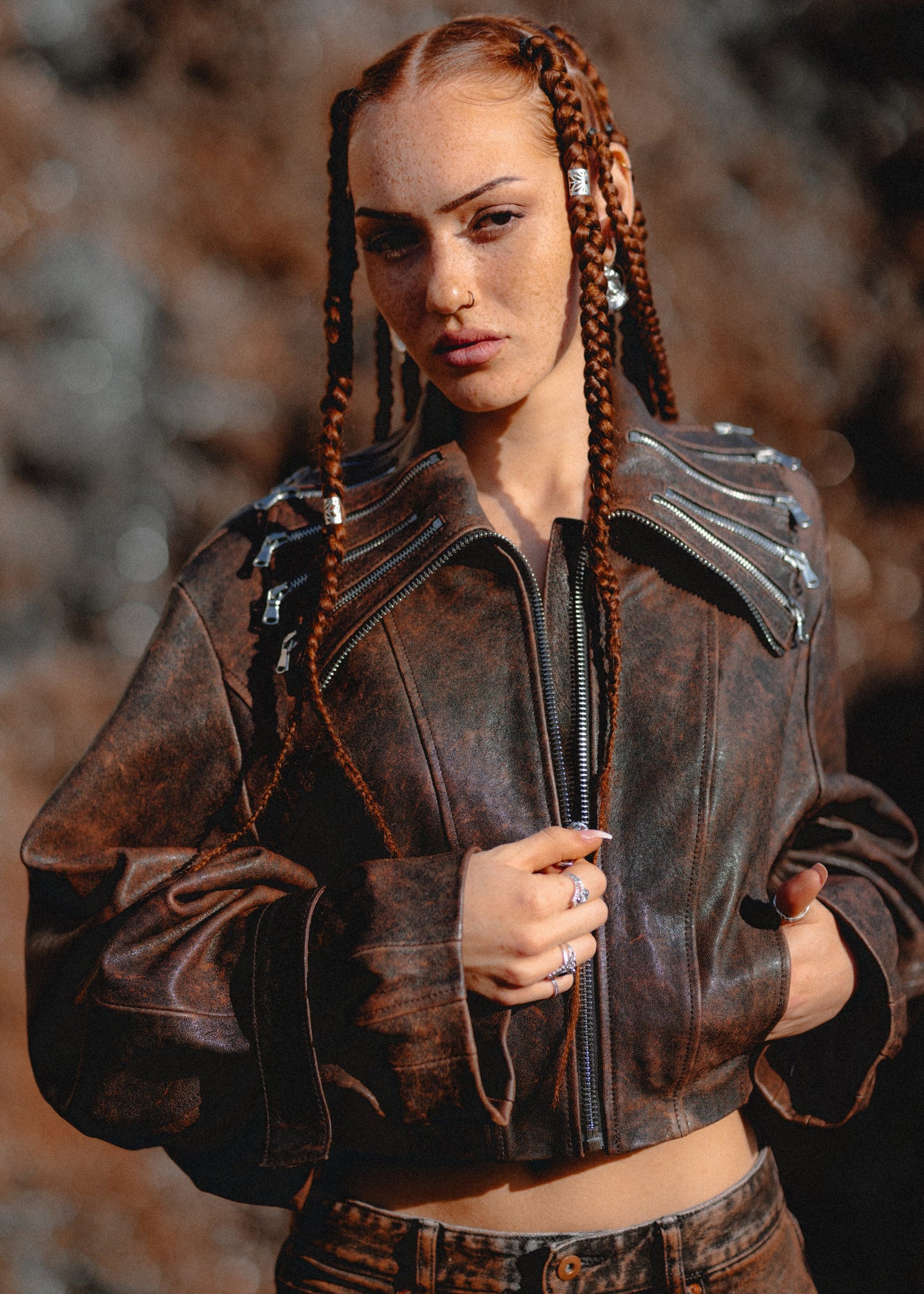 LEATHER JACKET Gn 3:21 BLACK & BROWN
